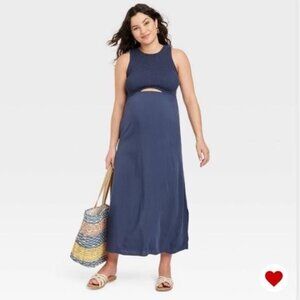 NEW Sleeveless Smocked Cut Out Maternity Dress - Isabel Maternity